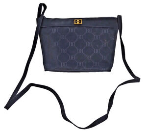 DD Mini Crossbody Purse Blue With Gold Logo And Logo Printed On Purse